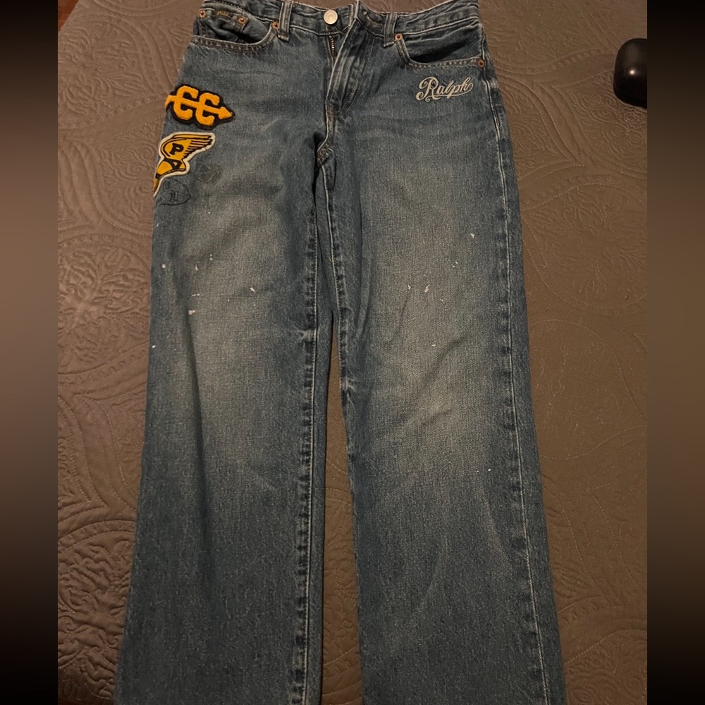 Ralph Lauren Blue Jeans with Yellow Embroidery